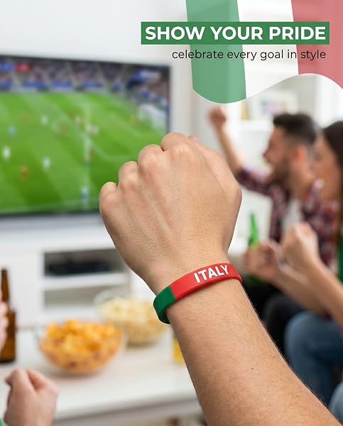 TISCH Braccialetti Italia 10 Pezzi, Silicone Bandiera Italiana per Mondiale 2026. Gadget Fan Calcio, Regalo per Tifosi Azzurri e Collezionisti. - 2