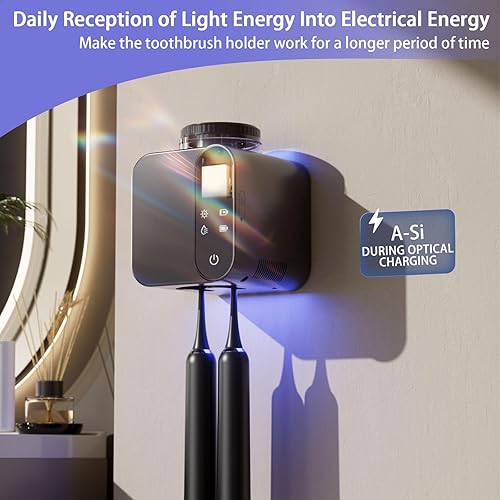 Miniatura 5 de Soporte para cepillos de dientes montado en la pared, soporte eléctrico para cepillos de dientes con secado y limpieza inteligente, soporte para