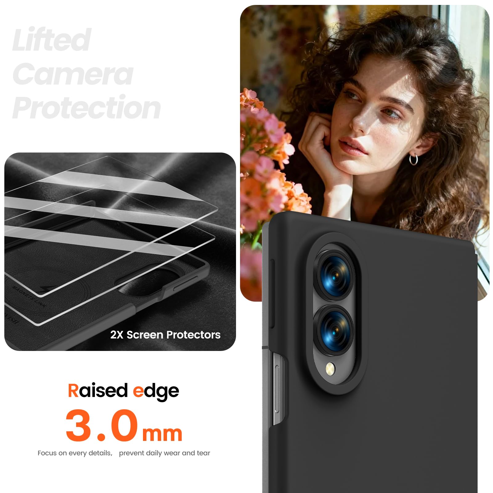 GOODVISH Custodia per Samsung Z Fold8 con 2 pellicole protettive, colore | Custodia magnetica 3 in 1 per Galaxy Z Fold8 Wide, custodia protettiva per fotocamera, fodera in morbida microfibra, antiurto