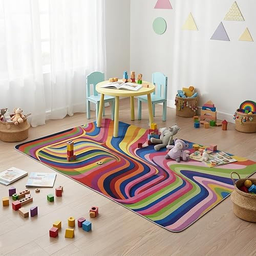 Alfombras de remolinos coloridos para entrada, alfombras psicodélicas retro lavables para entrada interior, 2 x 3 pies, diseño de arte pop de los