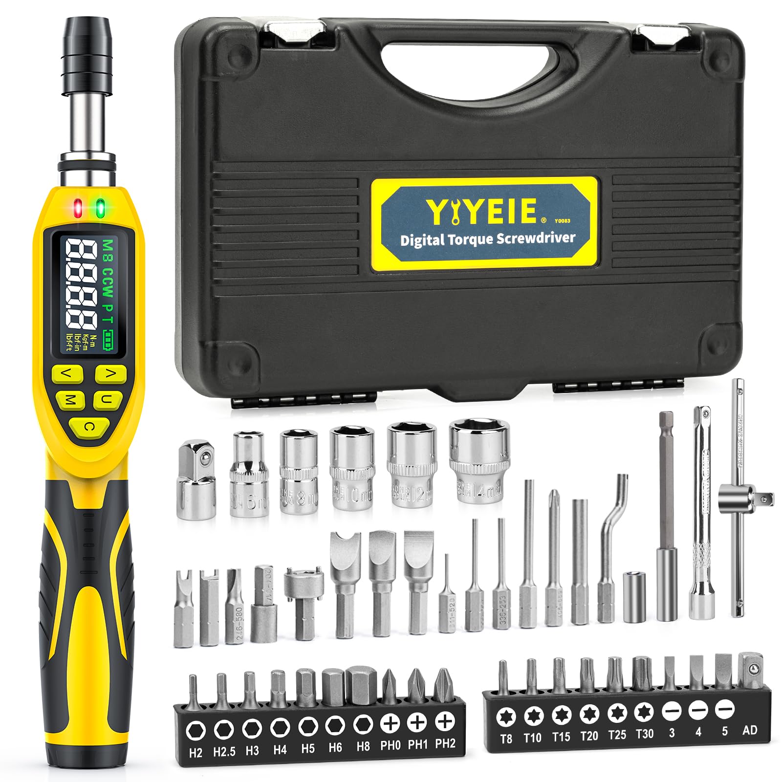 YIYEIE 46-Pc Digital Torque Screwdriver, 3.5-70.8 In-lbs, ±1