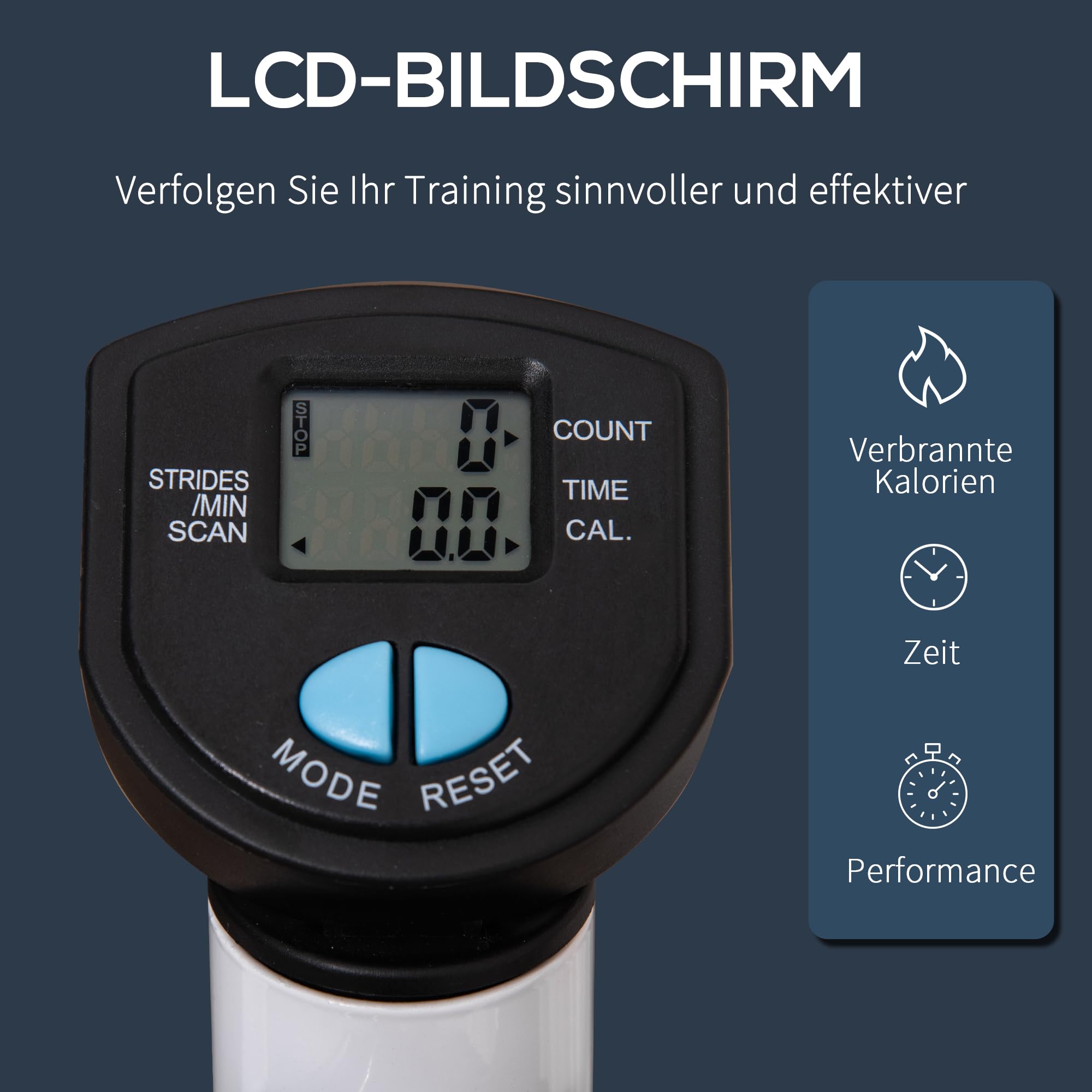 HOMCOM Stepper Fitness Swing Stepper mit LCD-Schirm und Handgriff Hometrainer für Zuhause bis 100 kg Stahl ABS 55 x 44 x 108 cm