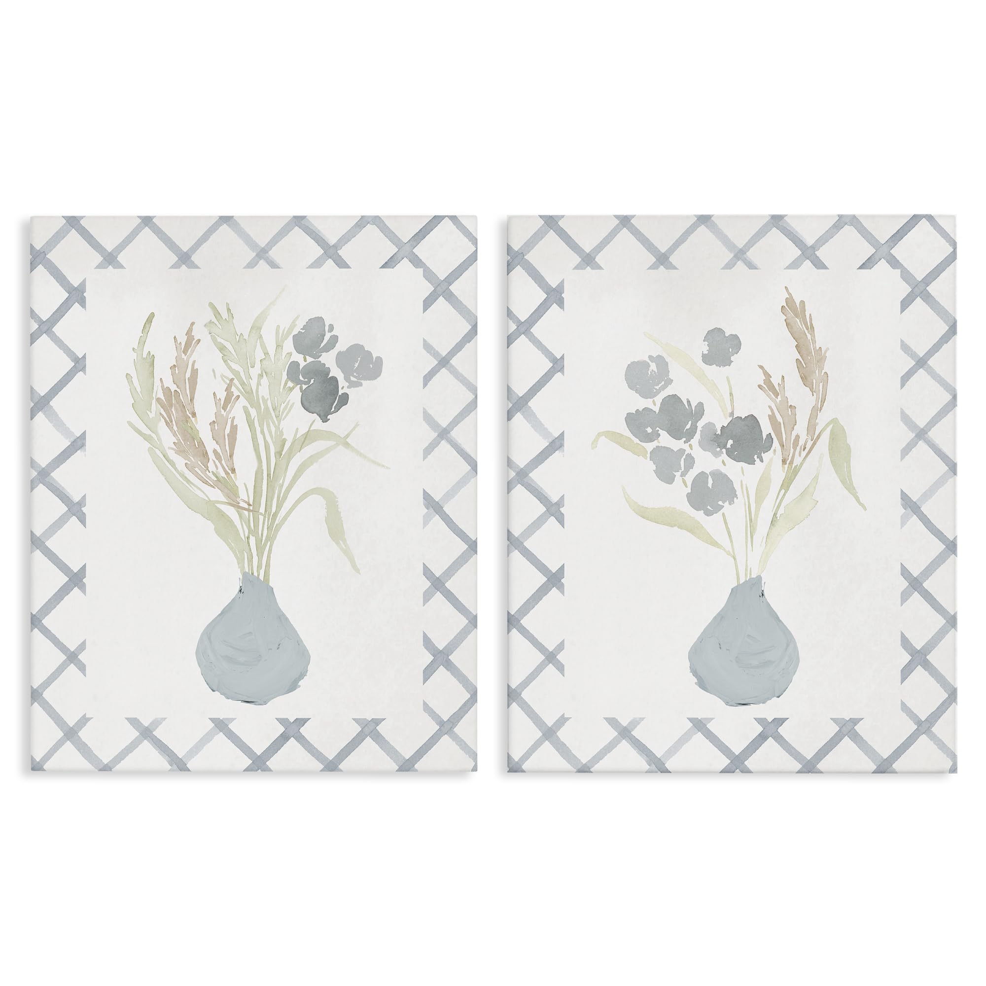 Stupell Industries 'Subtle Blue Anna Bouquets', 2pc Canvas Art Set 2, 24 x 30, Ready to Hang Picture Décor, USA Made, By Artist Lucille Price