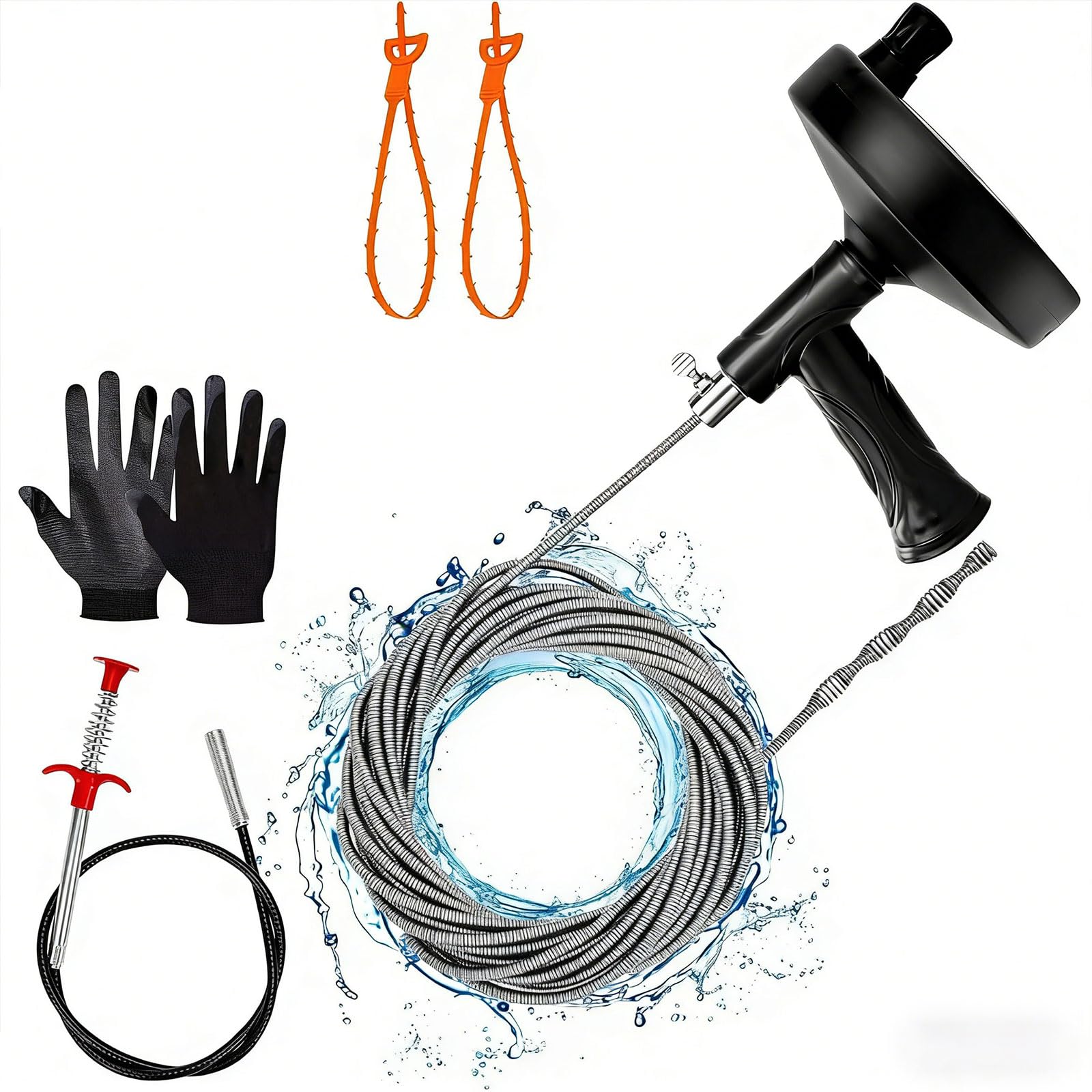 Elnwnnkc Black Compacts Drain Unblock Tool Featuring Light Weight Case And Easy Storage For Simple Operations In Homes Plumbing Tasks Professional Snake Home Cleaner