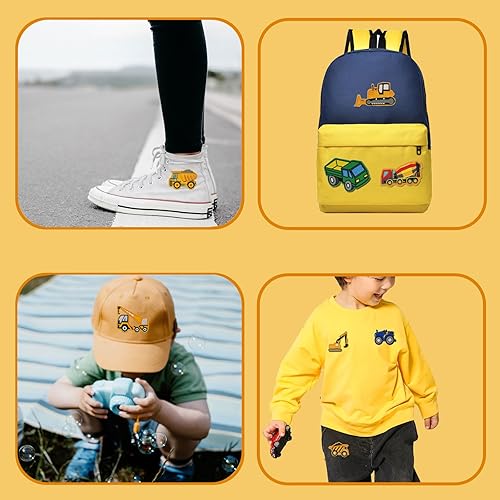 Miniatura 5 de 9 piezas de vehículos de construcción para niños, parches para coser con planchado, camión, apliques de automóvil, parche de bricolaje para