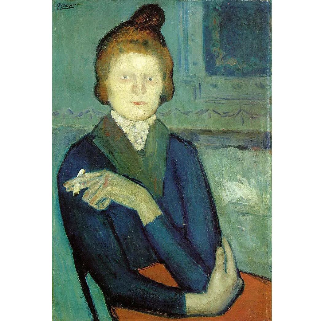 Amazon.co.jp: ピカソ「タバコを吸う女」ポスター 青い服 ウォール