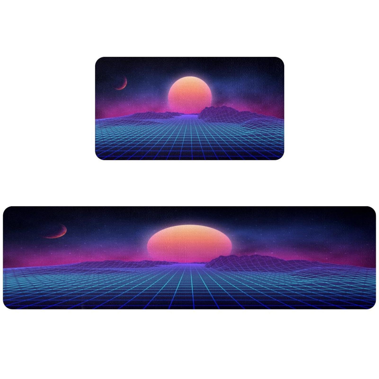 Tapis de couloir lavable et antidérapant lot de 2 tapis cuisine lune et soleil