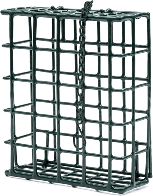 MEKKAPRO Suet Nourriture pour pendentif extérieur avec chaîne métallique, porte-sucettes à capacité unique, aliment pour oiseaux Cage de suète recommandé, nourrisson d'oiseaux de suette idéal pour les oiseaux à clin d'œil, les pics, les nuthaches (simple)