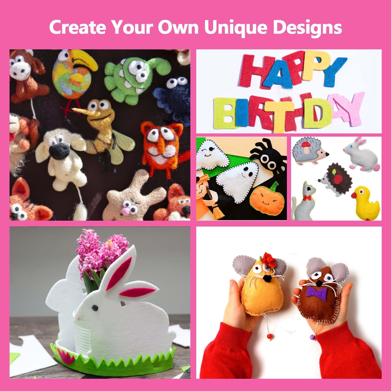 45Pcs Felt Fabric Sheets 6 x 6 inches, Assorted Colors Non Woven Felt Sheets, 1mm Thick Felt Fabric Square for Kids, DIY Sewing Crafts, Embroidering, School Projects, Patchwork, Festival Decoration