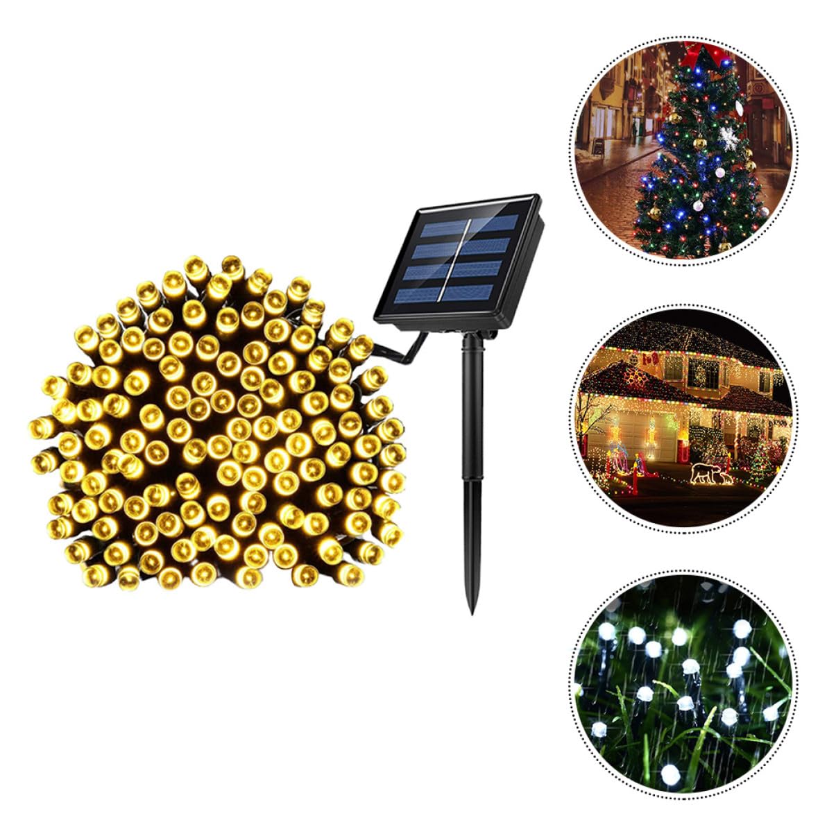 Solar LED Lichterkette 100 Led, 2 Stück, Weiß für Garten