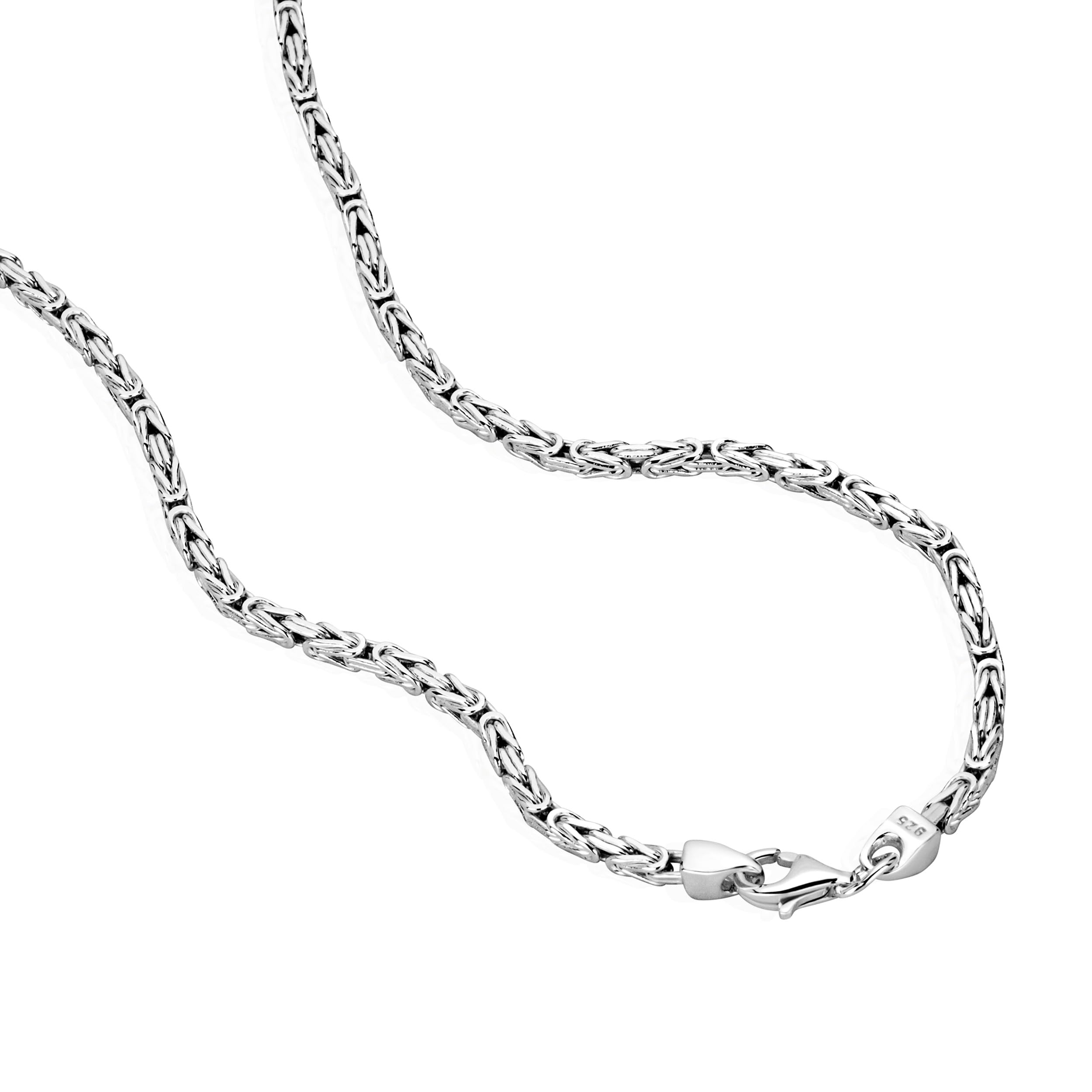 NKlaus Massive Königskette - Kette Echt Silber 925 (Länge r wählbar: 19,5cm - 80cm) - Sterling Silberkette Herren - Sterlingsilber Königs kette vierkant Diamantiert - Herrenkette - Collier 2.3mm breit