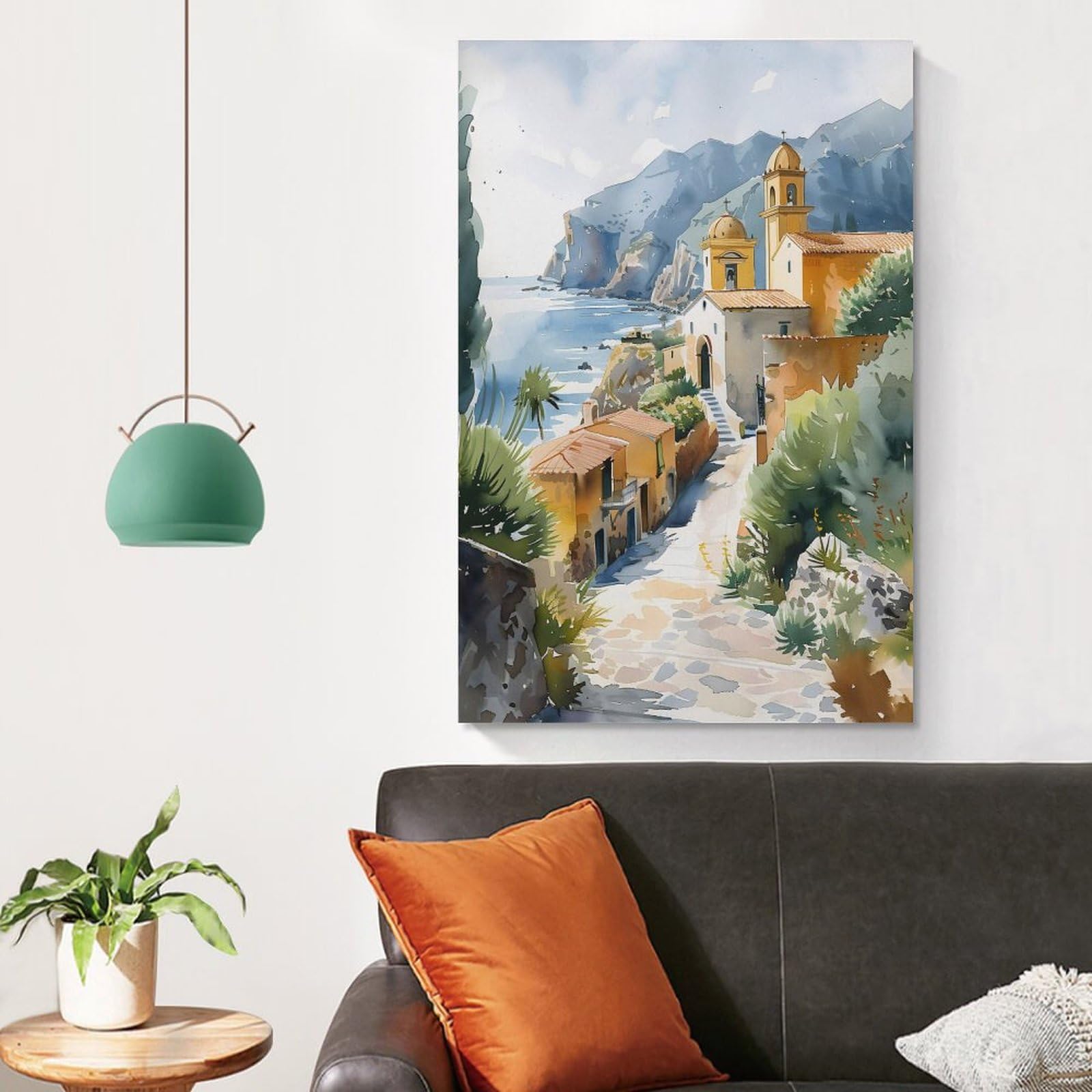 Aquarellgemälde Sizilien, Italien, Wandkunst, Reiseposter, Druck, gerahmt und ungerahmt, Kunstwerk, Wandkunst, Dekoration, ungerahmt, 50 x 75 cm