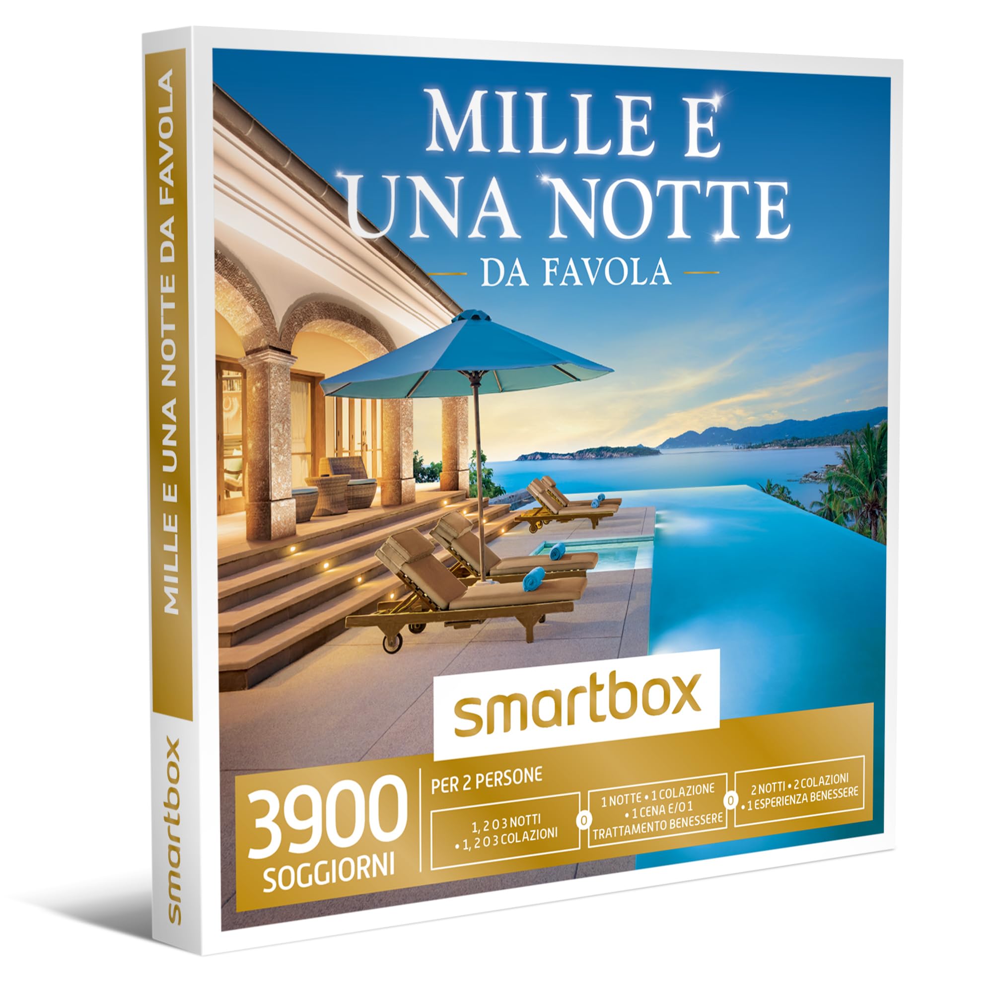 Smartbox - Mille e Una Notte da Favola - Cofanetto Regalo Coppia, 1, 2 o 3 Notti con Colazione Oppure 1 o 2 Notti con Colazione e Cena o Pausa Benessere, Idee Regalo Originale