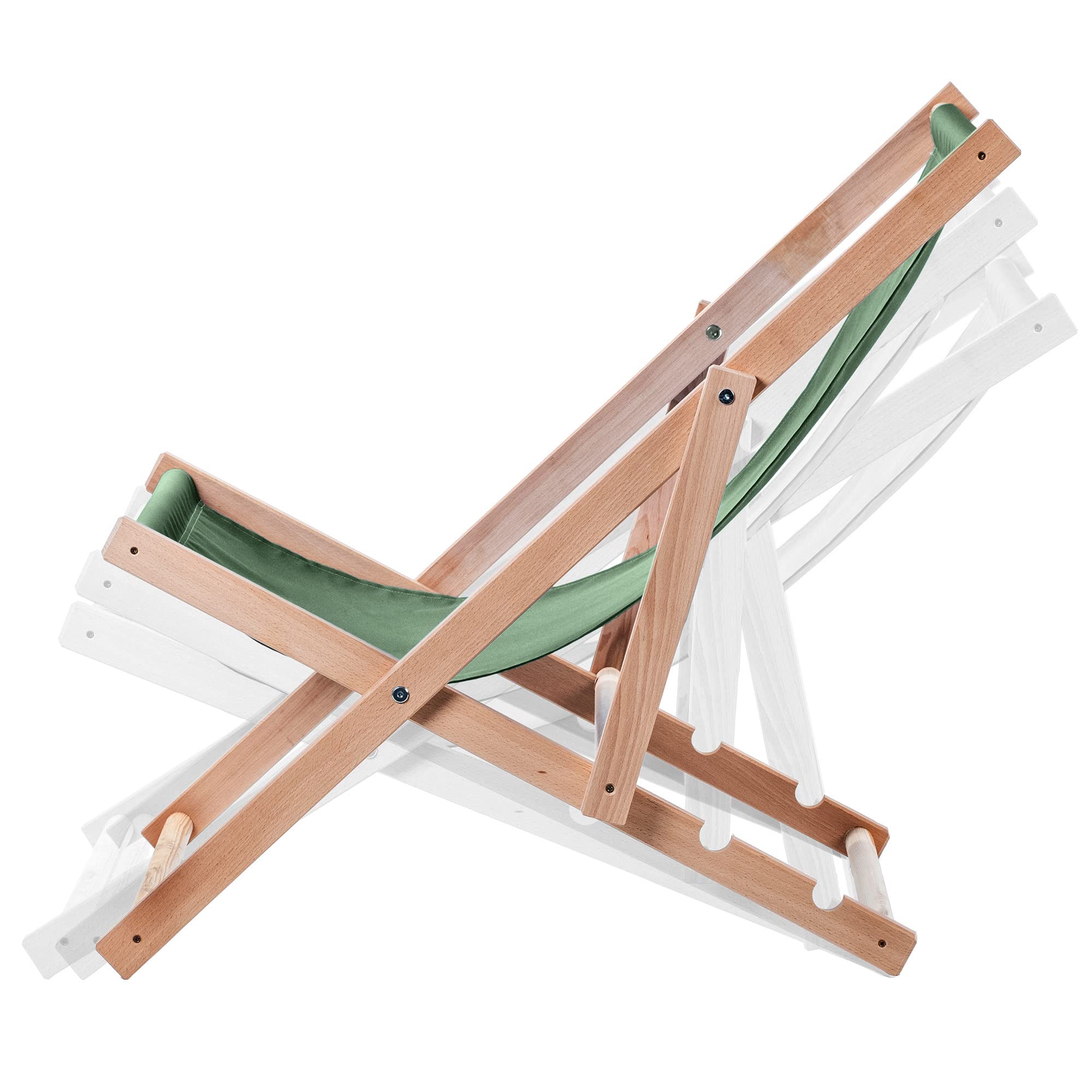 KADAX Sedia a Sdraio Pieghevole in Legno Massello di Faggio, Regolabile per il Relax al Mare, sul Balcone, in Terrazza e nel Giardino (Verde Scuro)
