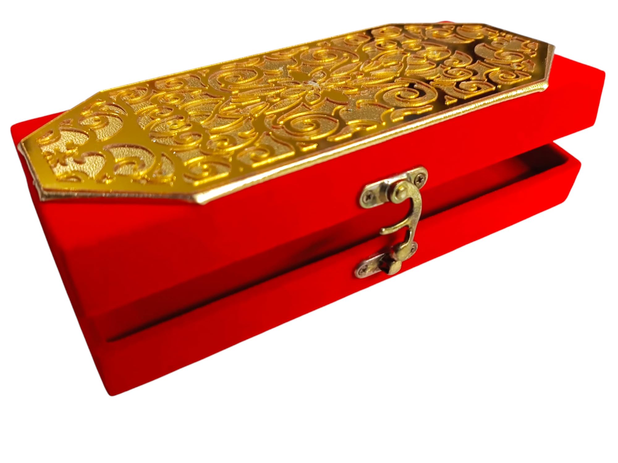 SHAKTISM Paper Floral Decorative and Attractive Box Cash Box, ShagunBox, JewelleryBox, MoneyBox Envelop Wedding, GiftBox, Bangel box - (Pack of 1Pc) (Golden Cut Red Valvet)-image-34