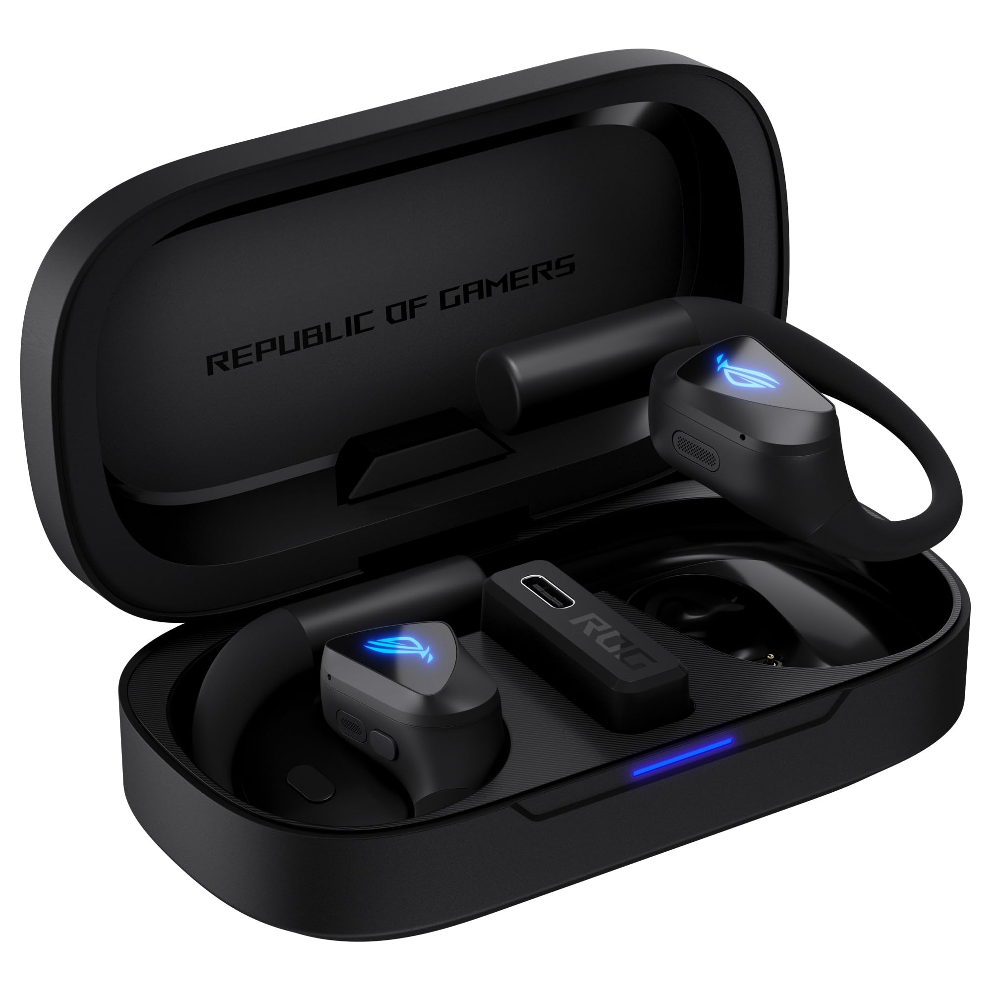 ASUS ROG Cetra Open Wireless - Auriculares Gaming (2,4 GHz y BT, ROG SpeedNova, Controladores de diafragma Recubiertos de DLC de 14,2 mm, cancelación de Ruido IA, 16 h de reproducción, IPX5) - Negro
