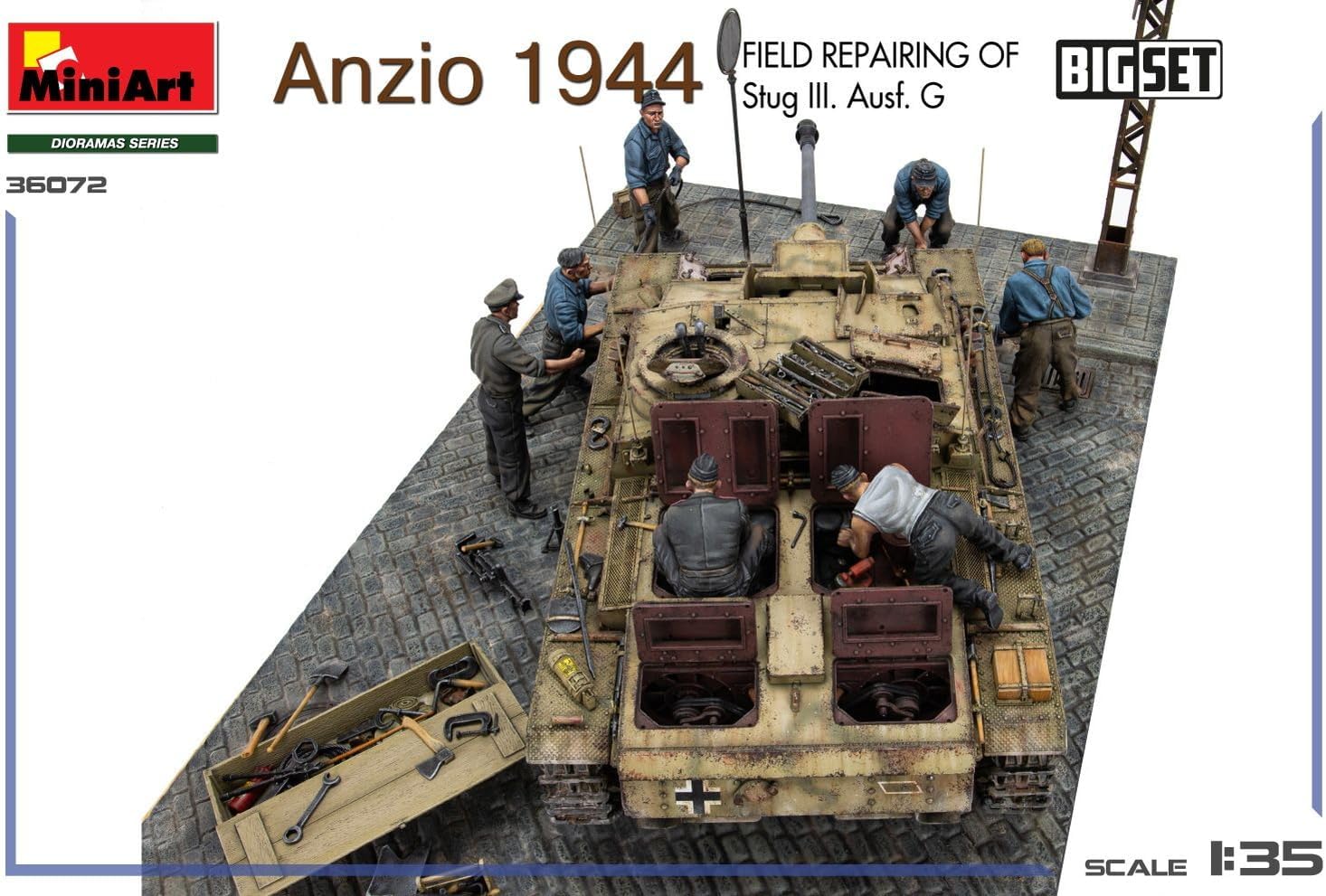 Mini Art MA36072 1/35 Anzio 1944 III Assault Gun G Type Site Repair Big Set Plastic Model