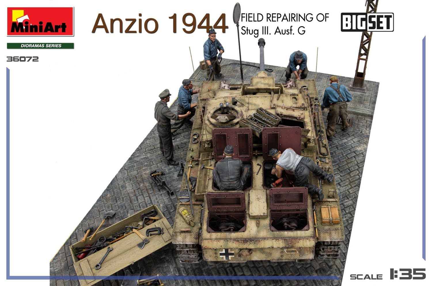 Miniart 1:35 - Anzio 1944, Field Repair, Stug III BigSet, Molded Color, 1/35 スケール - Image 4