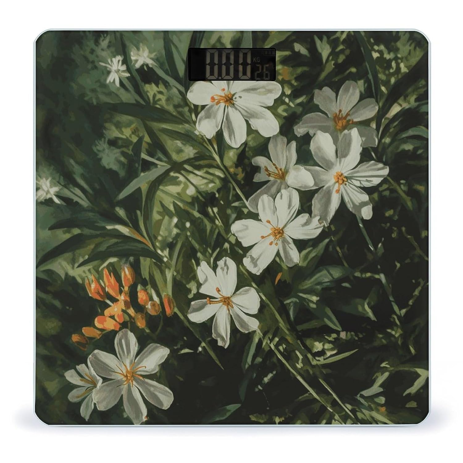 Báscula Corporal Digital Flores y Hojas Verdes