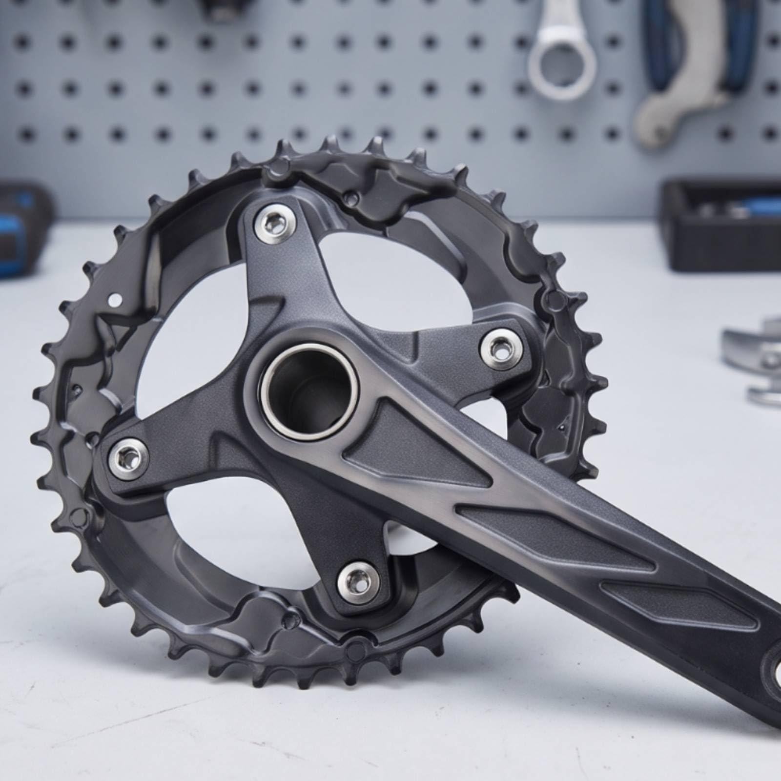 Harilla Crankset Guarnitura Singola Pedivelle Corona Trasmissione Struttura in Alluminio E Acciaio con Disegno Alleggerito Compatibile Asse 24 Mm Braccio 170 Mm Adatta per Mountain Bike Pendolarismo