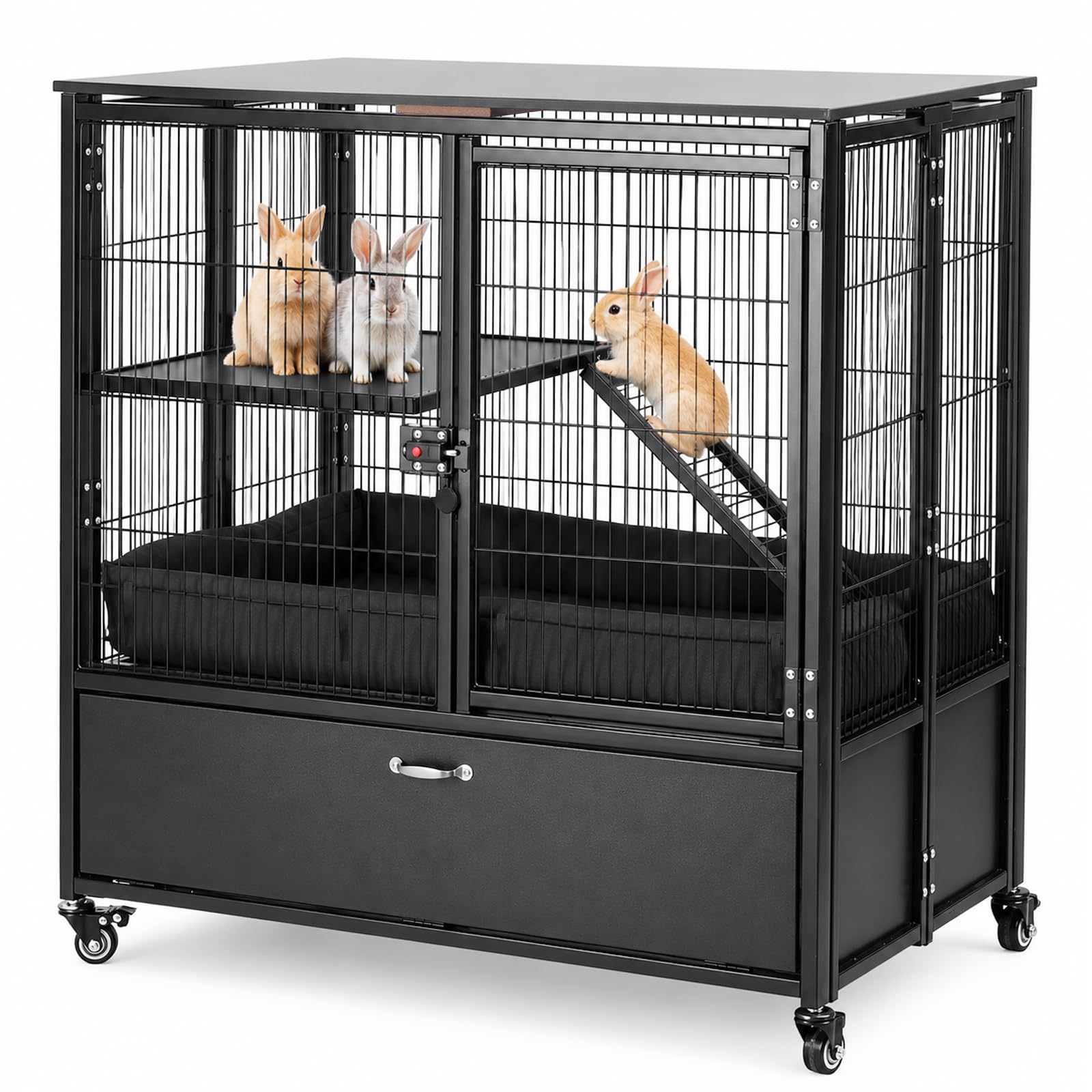 Photo 1 of ***DAMAGED - SEE NOTES/PICTURES*** Large Metal Small Animal Cages, 2-Tiers Rolling Ferrets Cage, Cage for Critter Rats/Chinchillas with Removable Ramps & Door, Cages with Locker, Squirrel Cage Christmas Decoration Pet Crate Furniture