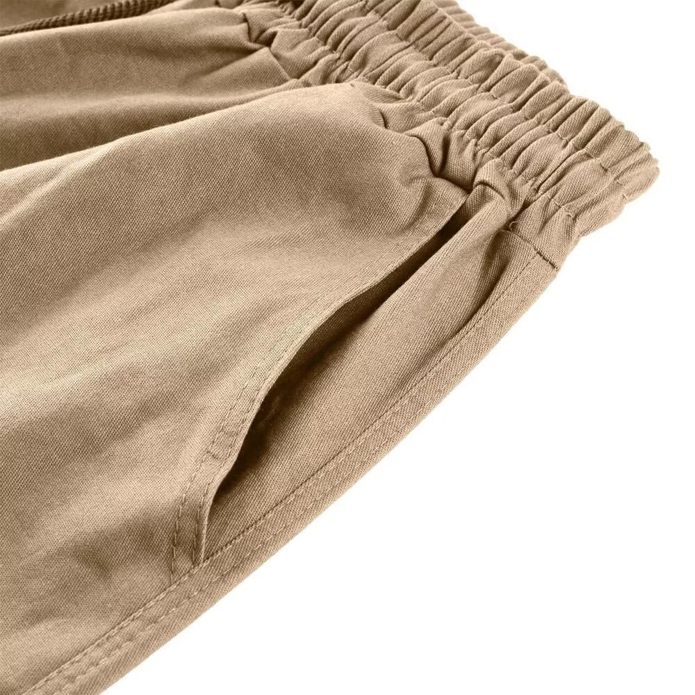 Hommes Pantalons Cargo Pantalon De Travail en Coton Casual Outdoor Pantalon Ranger Pantalon Cordon Élastique Ceinture