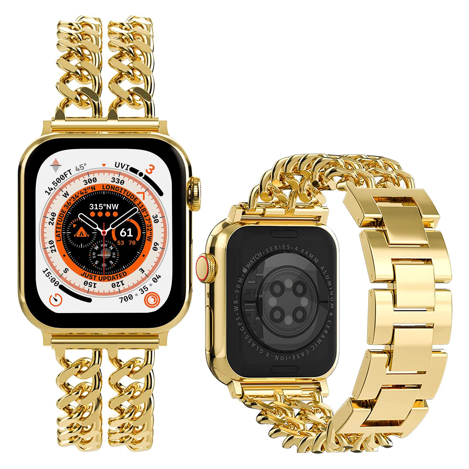 Miimall for Apple Watch Ultra 2/Series 9 Strap, Metal Strap for iWatch 38/40/41/mm 42/44/45/49mm