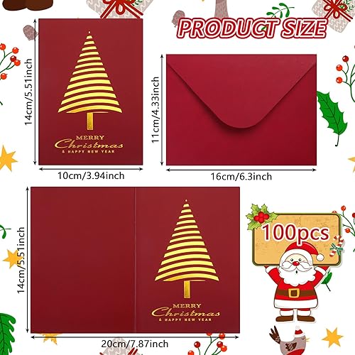 Miniatura 9 de 100 tarjetas de Navidad en caja con sobres, tarjetas navideñas de 5.5 x 4 pulgadas, tarjeta de felicitación de Navidad con impresión de lámina