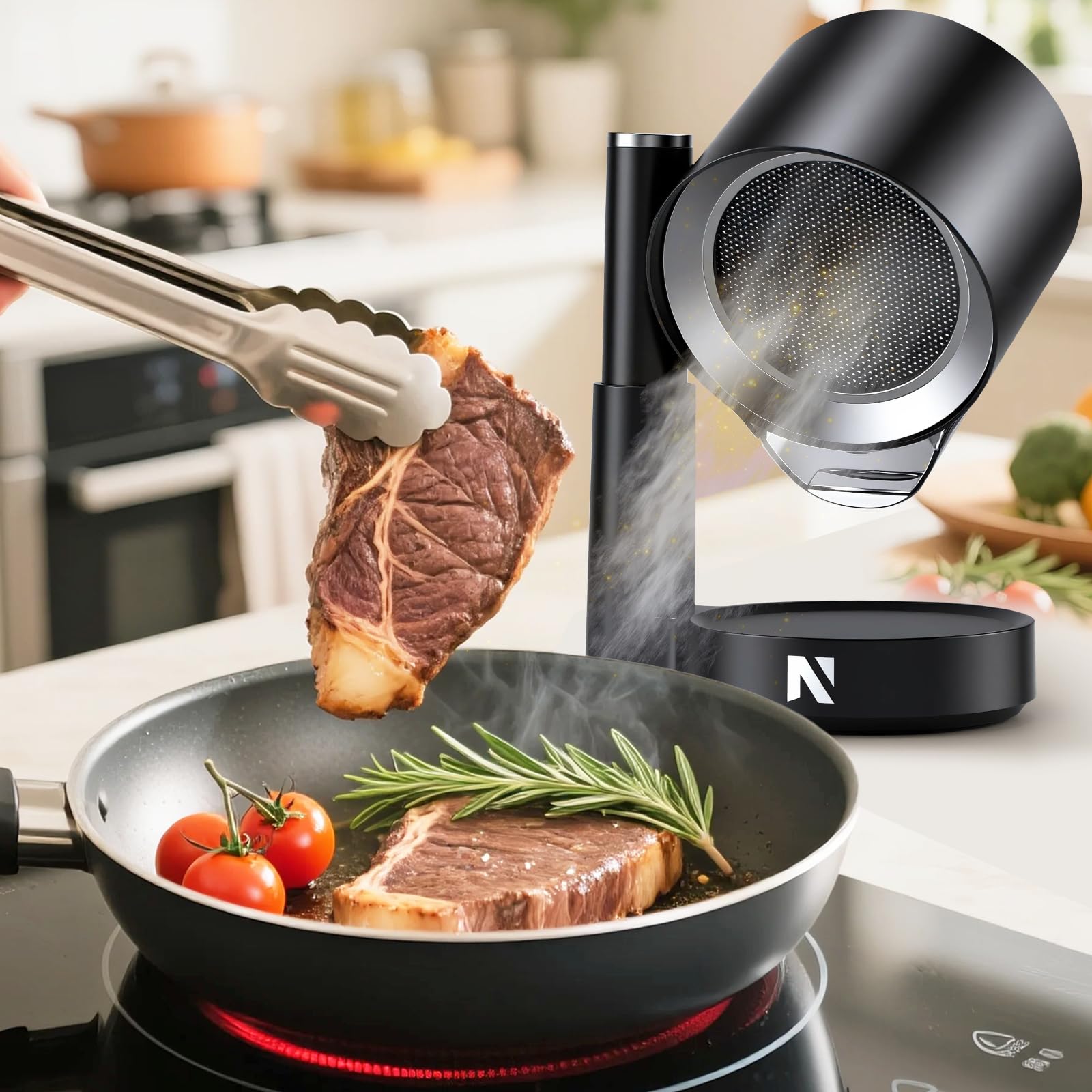 NEWTRY Cappa aspirante portatile – Potente 3 velocità di aspirazione compatta Mini aspiratore portatile con 2 filtri lavabili per casa, cucina, roulotte, esterni, hotpot Grill