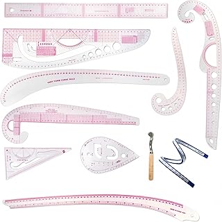 Proumhang 10 Stlye Plastic Fashion Ruler Set Pattern Marking Ruler Clothing Measuring Rulers Tool Kit Pattern Design Ruler...