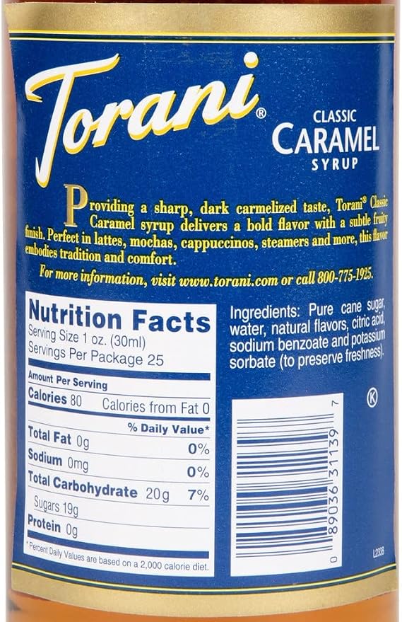 Torani CLASSIC Caramel Syrup, 750 mL