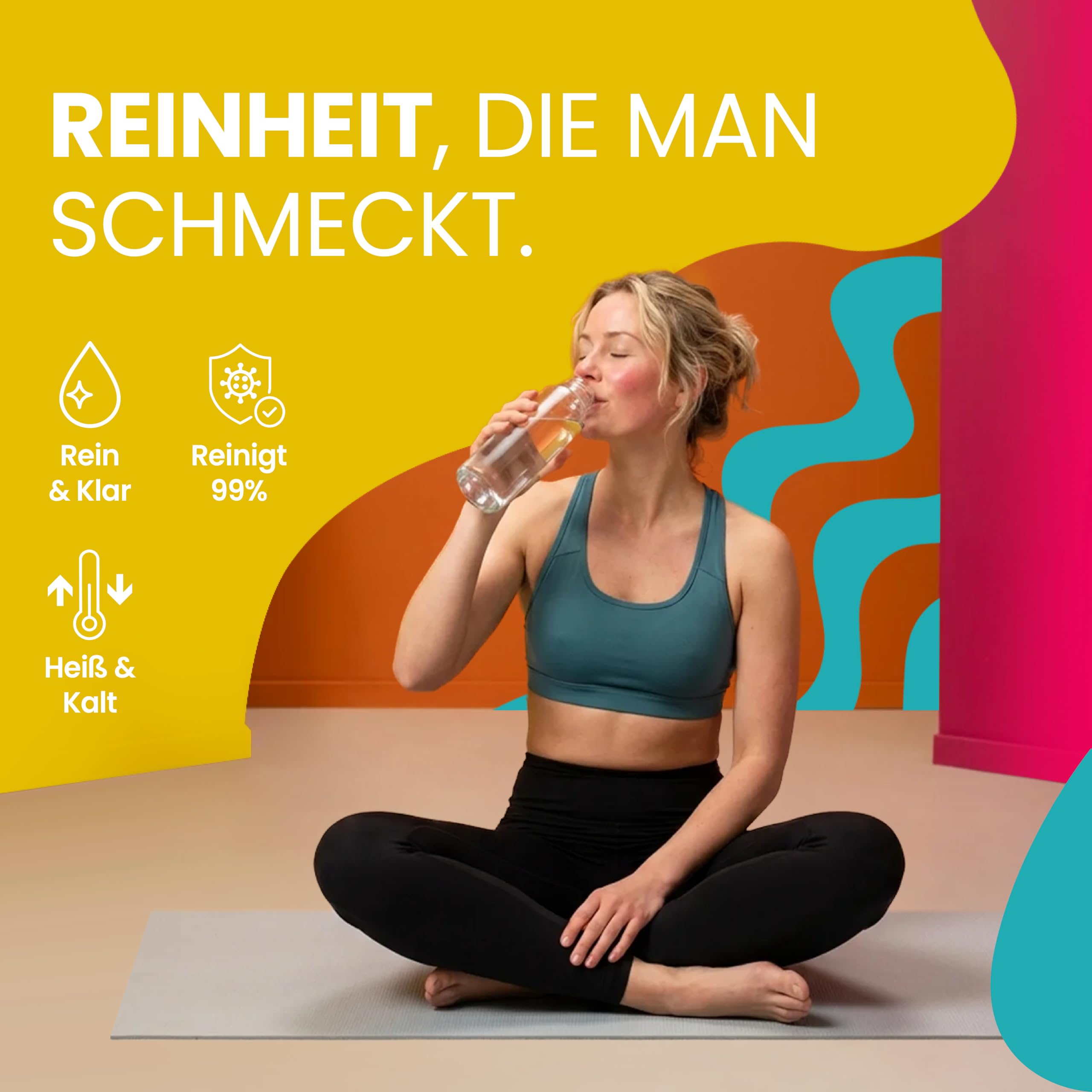 smardy blue tayma Osmoseanlage Auftisch – Umkehrosmoseanlage mit 5 Temperaturen & Heißwasser bis 90 °C, 5-stufige Wasserfilteranlage für Trinkwasser, ohne Festwasseranschluss, mobil für Küche & Van