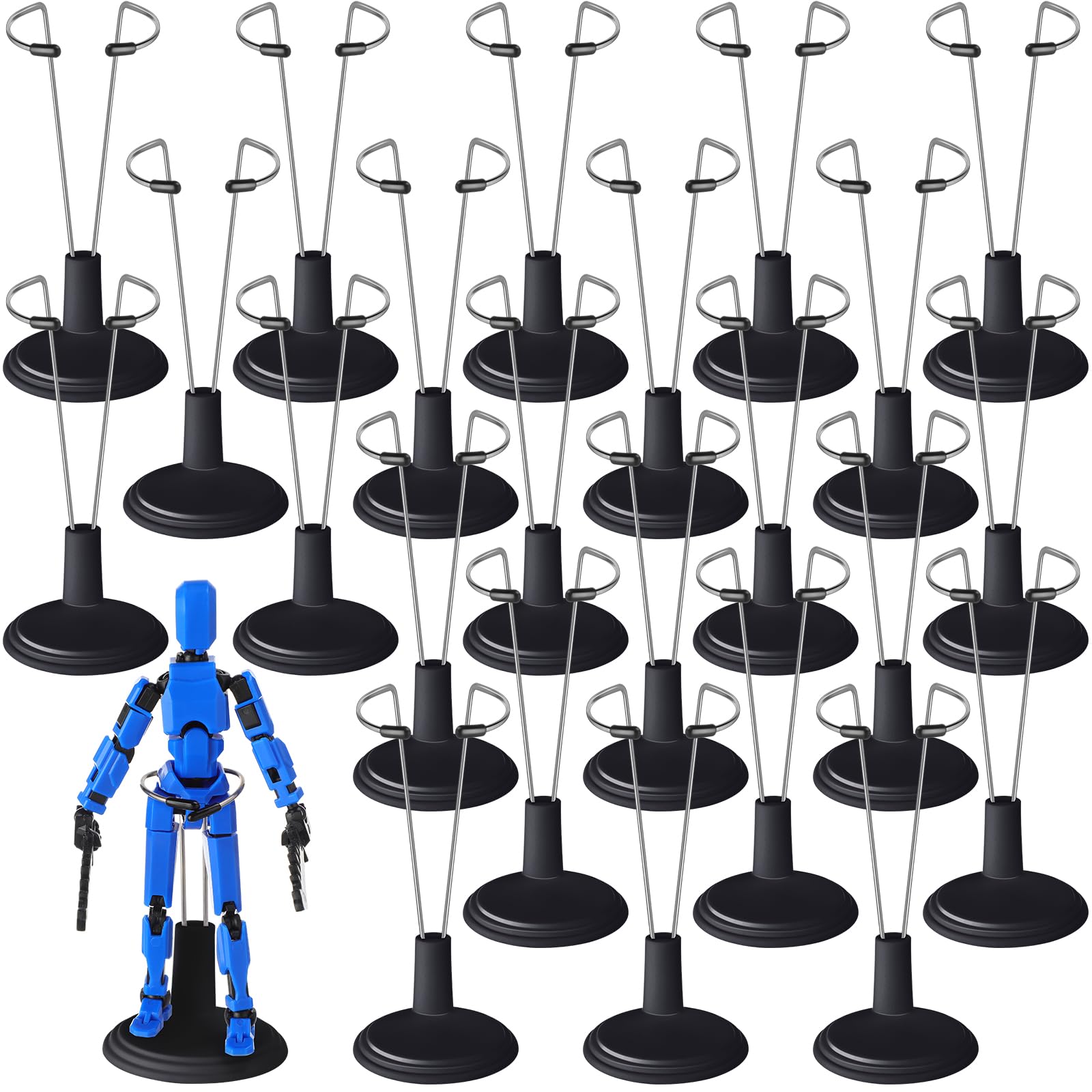Yaocom 24 Pcs Doll Stand Adjustable Action Figure Display Holder Support for 4-6 Inches Dolls, Creative Storage Stand for Home Shop Birthday Party Favor for Male Female(4.72-5.51inch,Black)