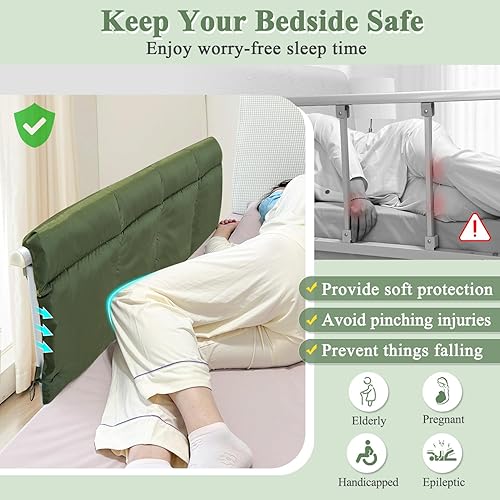 Miniatura 6 de Fundas para rieles de cama para adultos mayores, almohadillas para rieles de cama de hospital, protector de barandillas de protección, barandilla de