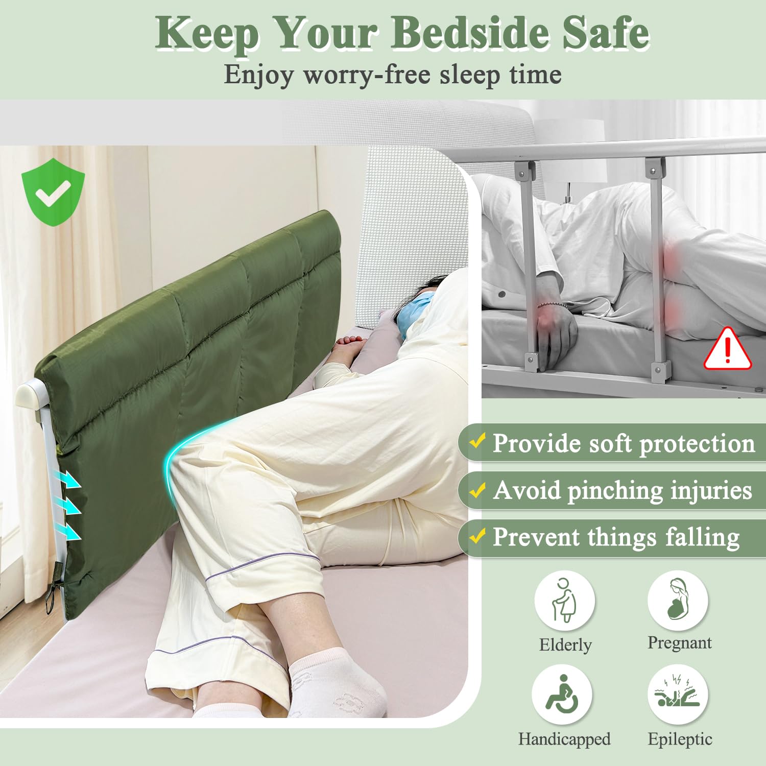 Coperture per sponde del letto per anziani e adulti, imbottiture per binari per letto ospedaliero, protezione per ringhiere mediche imbottite, copertura per guide laterali per adulti (121,9 cm)