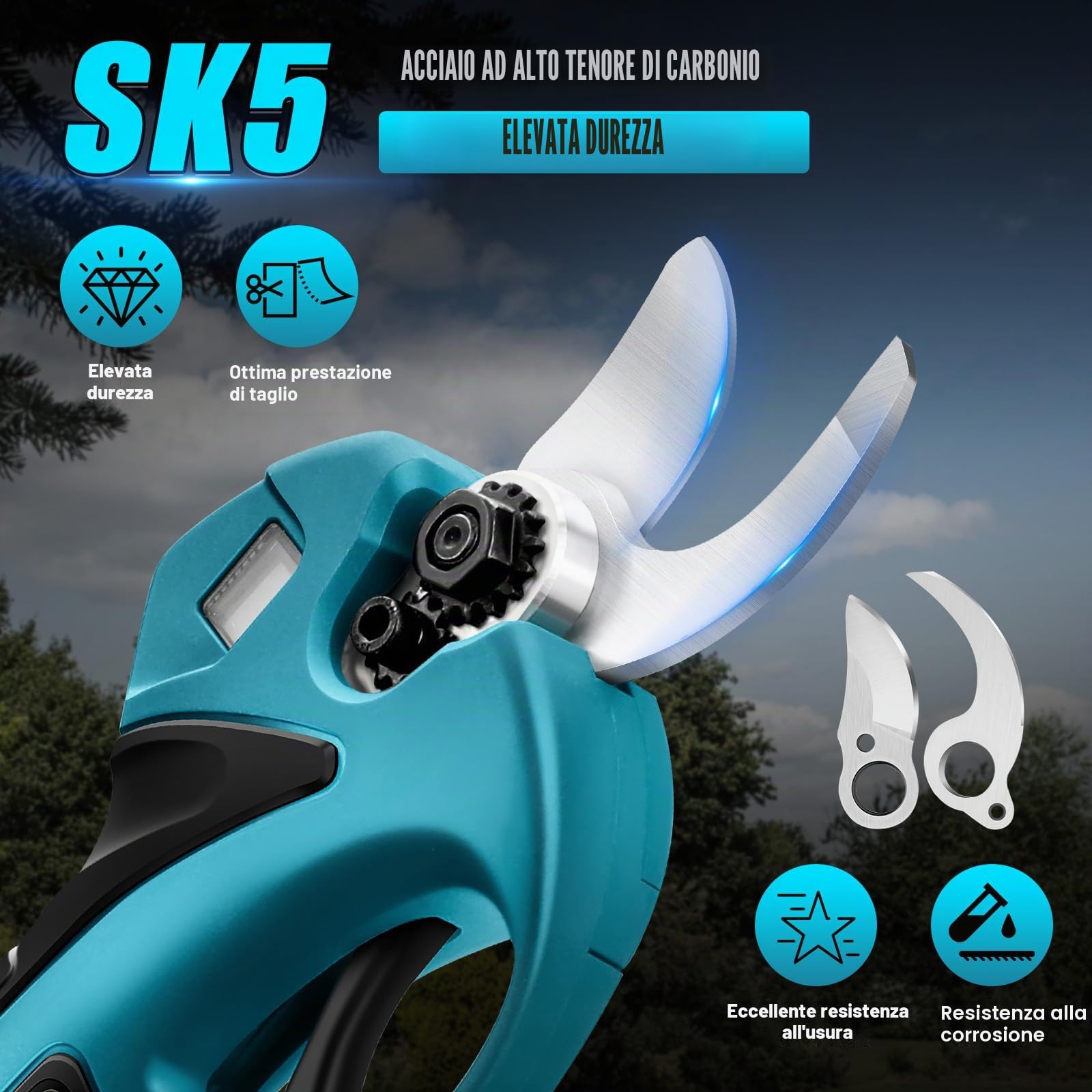 Troncarami compatibile con Makita 18 V (senza batteria), con 8.5ft asta di prolunga, diametro di taglio massimo 30 mm, display LCD, troncarami elettrici ricaricabili (con asta di prolunga)