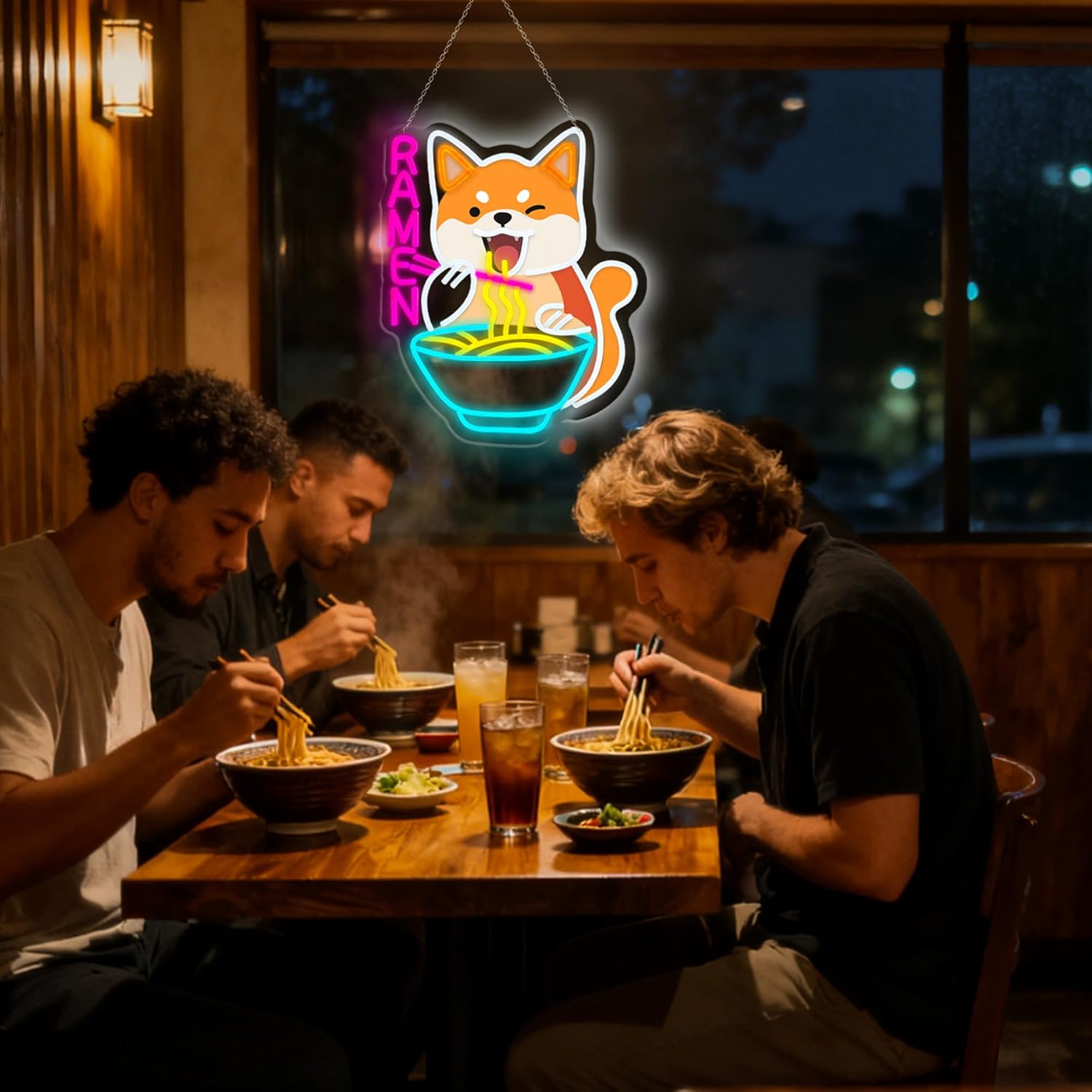 Dog Ramen Neon Sign, Cool Dimmable Light Up Japanese Noodles Shiba Inu Neon Sign Wall Decor USB Light Up Sign Gift Bedroom Man Cave Restaurant Shop Bar Party Shop Decoration Christmas Gift (Ramen)