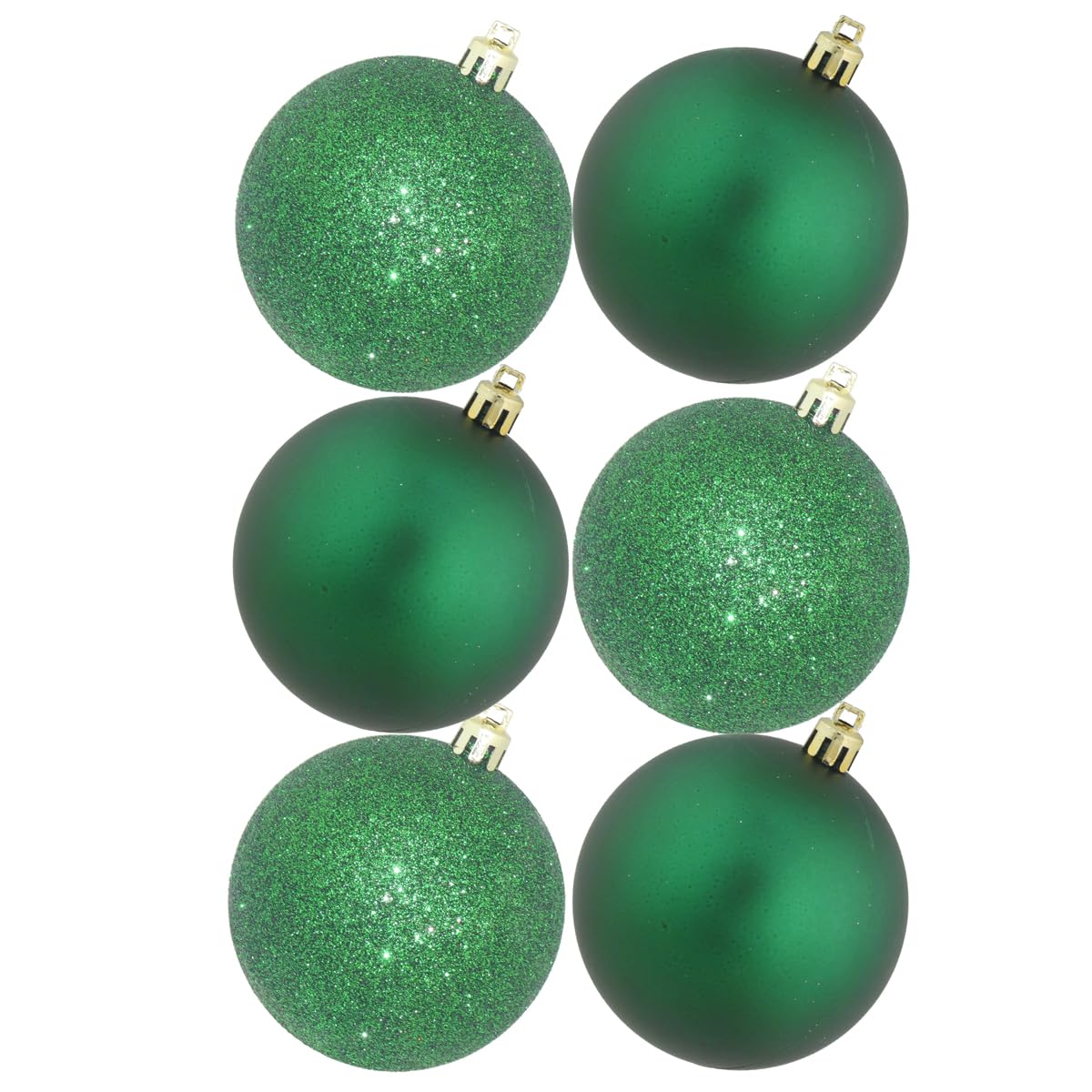 Widdle Gifts Green Large Christmas Baubles 6 Pack 80Mm Glitter/Plain Decorations 0891