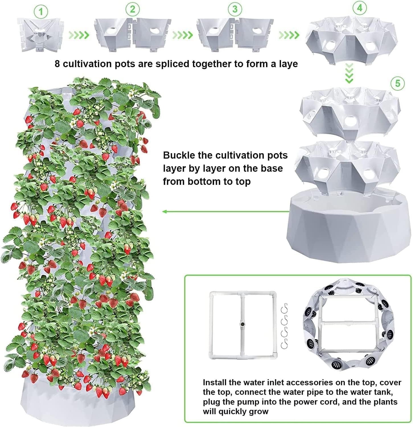 Kits de Cultivo hidropónico Sistema de Cultivo hidropónico Vertical para Interiores ｜Kit de Sistema de Cultivo hidropónico en Torre Multicapa para Cultivar Hierbas, Frutas, Verduras, Kit de