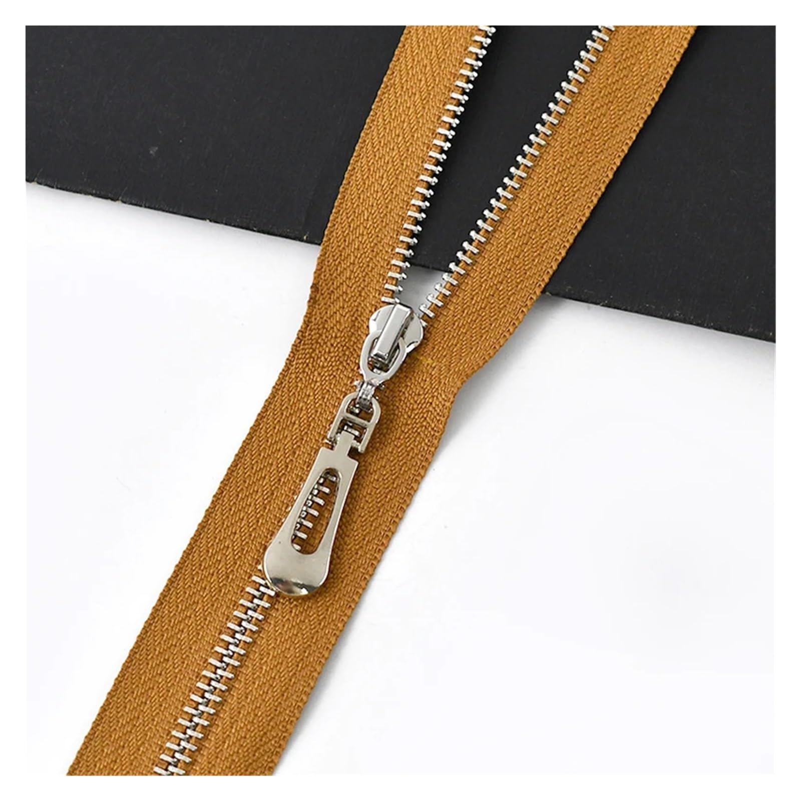 Two Way Separating Zipper, Two Way Auto Lock Zipper Multicolor 15-70cm for Sewing Bags Jackets Down Clothing(B89-brown,Close-No3-15cm)