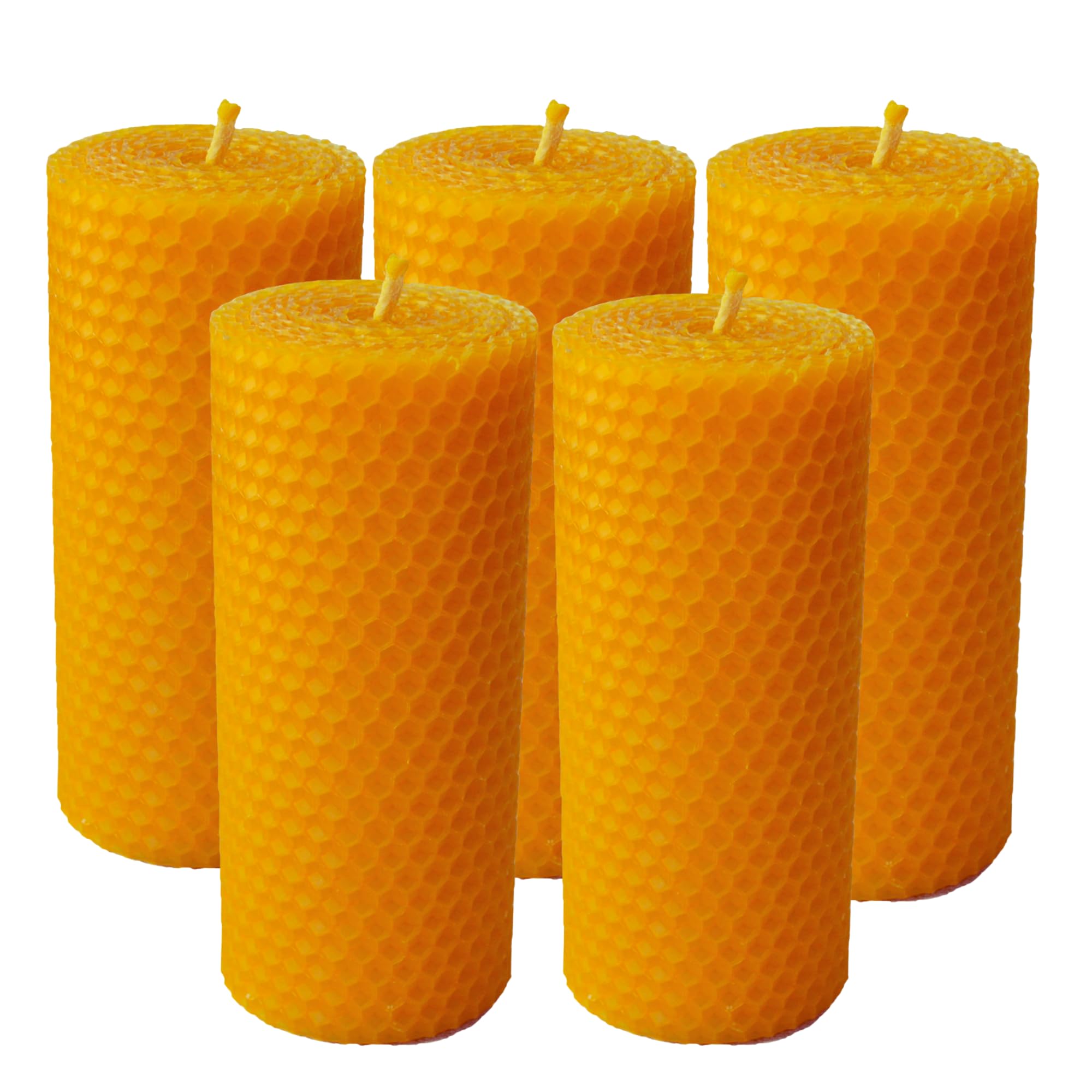 5er Set Kerzen aus Bienenwachs| Honigkerzen| Stumpenkerzen| Bienenwach kerz|Geschenke für Frauen, Herren|Weihnachtsgeschenk (Bienenwachskerzen)