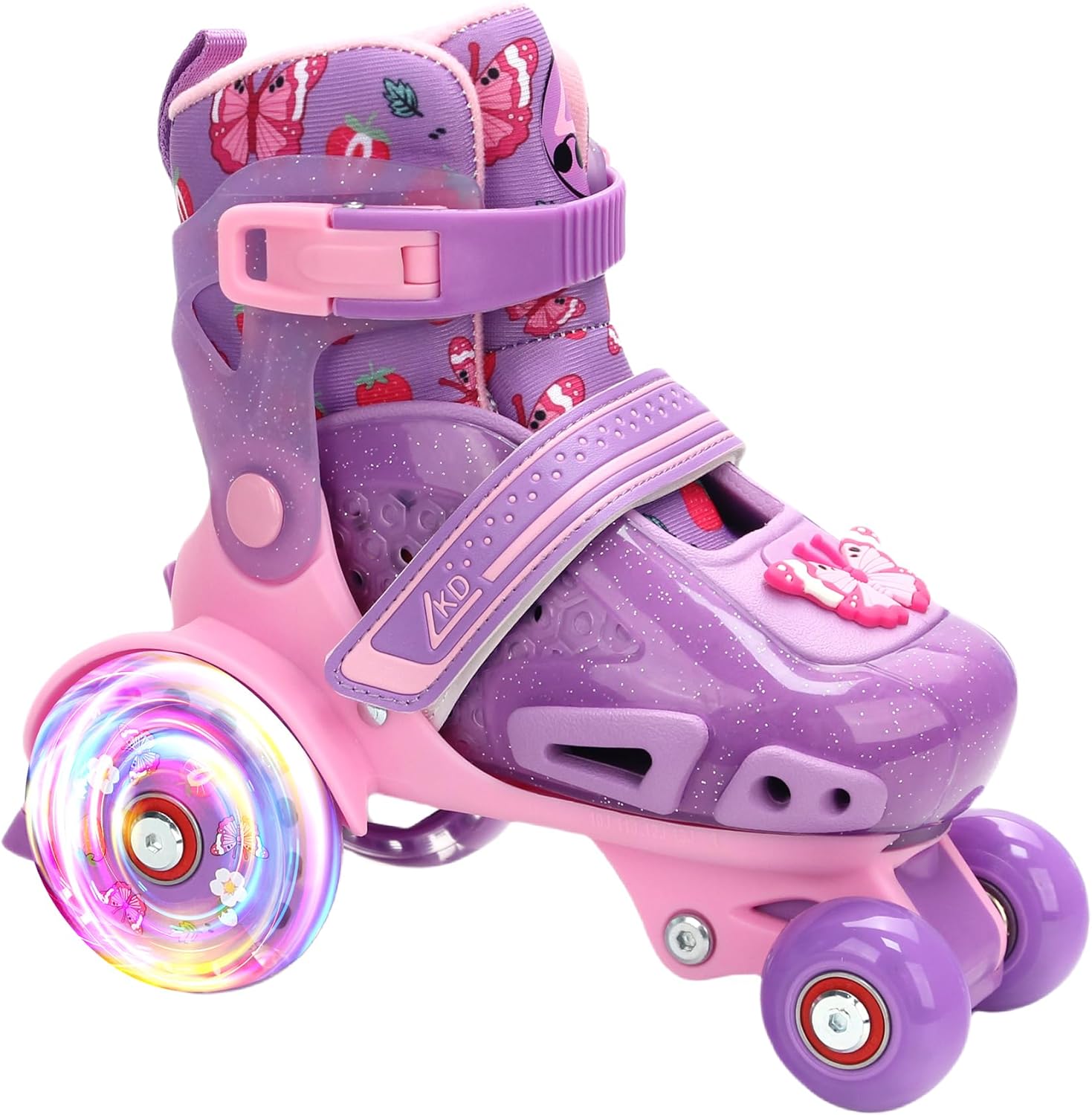 LKD Adjustable Kids Roller Skates for Boys Girls,Beginner Quad Skates,Indoor Outdoor Sports for Ages 3-5 5-8