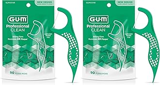 Professional Clean Floss Picks - Extra Strong Shred-Resistant Floss, Easy Grip Handle - Dental Flossers for Adults - Fresh Mint Flavor, 90ct (Pack of 2)
