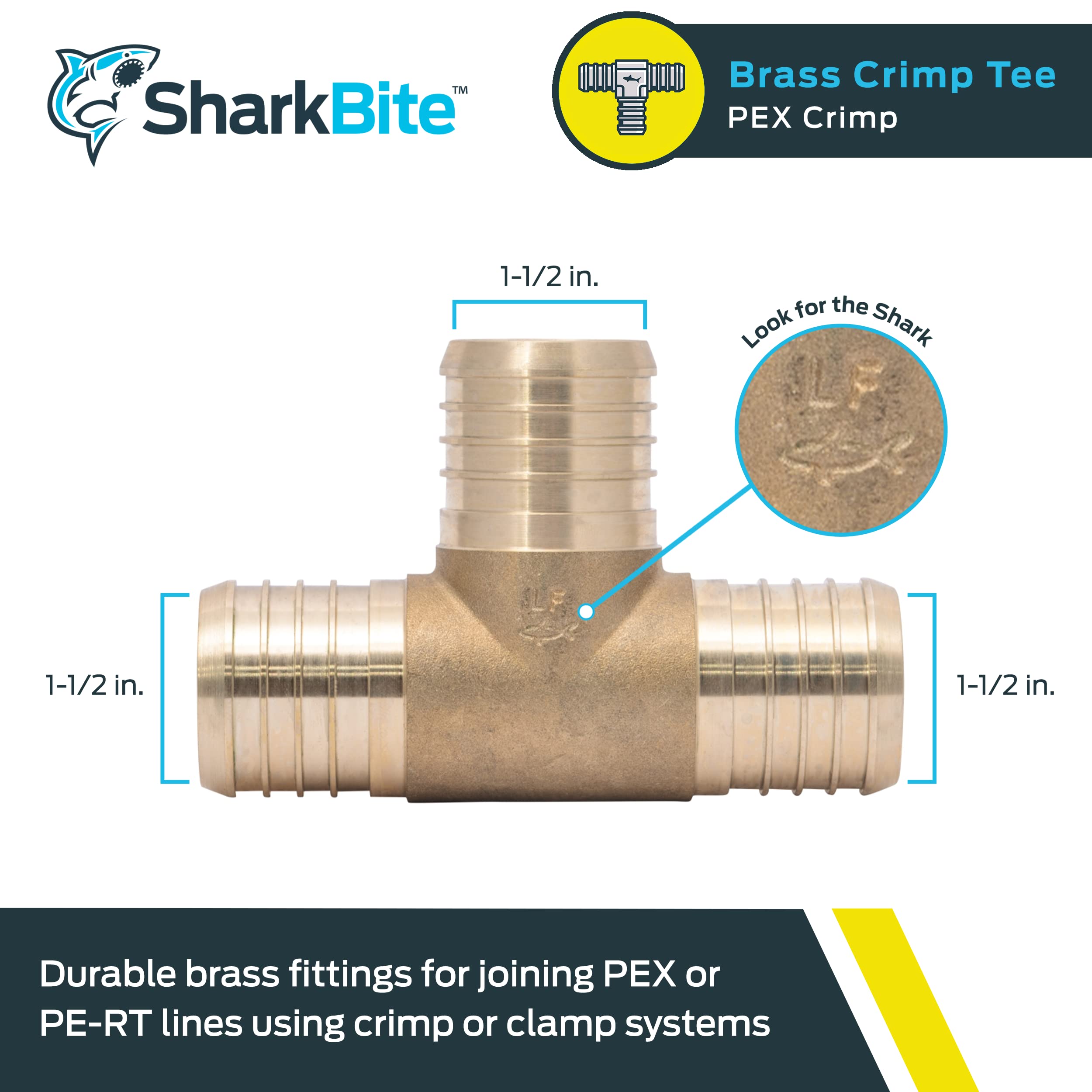 Amazon.com: SharkBite 1-1/2 Inch Crimp Tee, Brass Plumbing Fitting