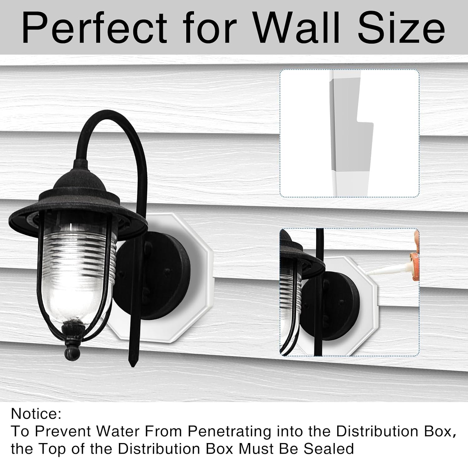 Vinyl Siding Mounting Blocks Kit,Siding Mounting Block with Built-in Electrical Box Vertical Siding Lamp Mounting Plate for 1/2 inch Lap Siding (White — 2Pcs, 1/2 inch Lap Siding)