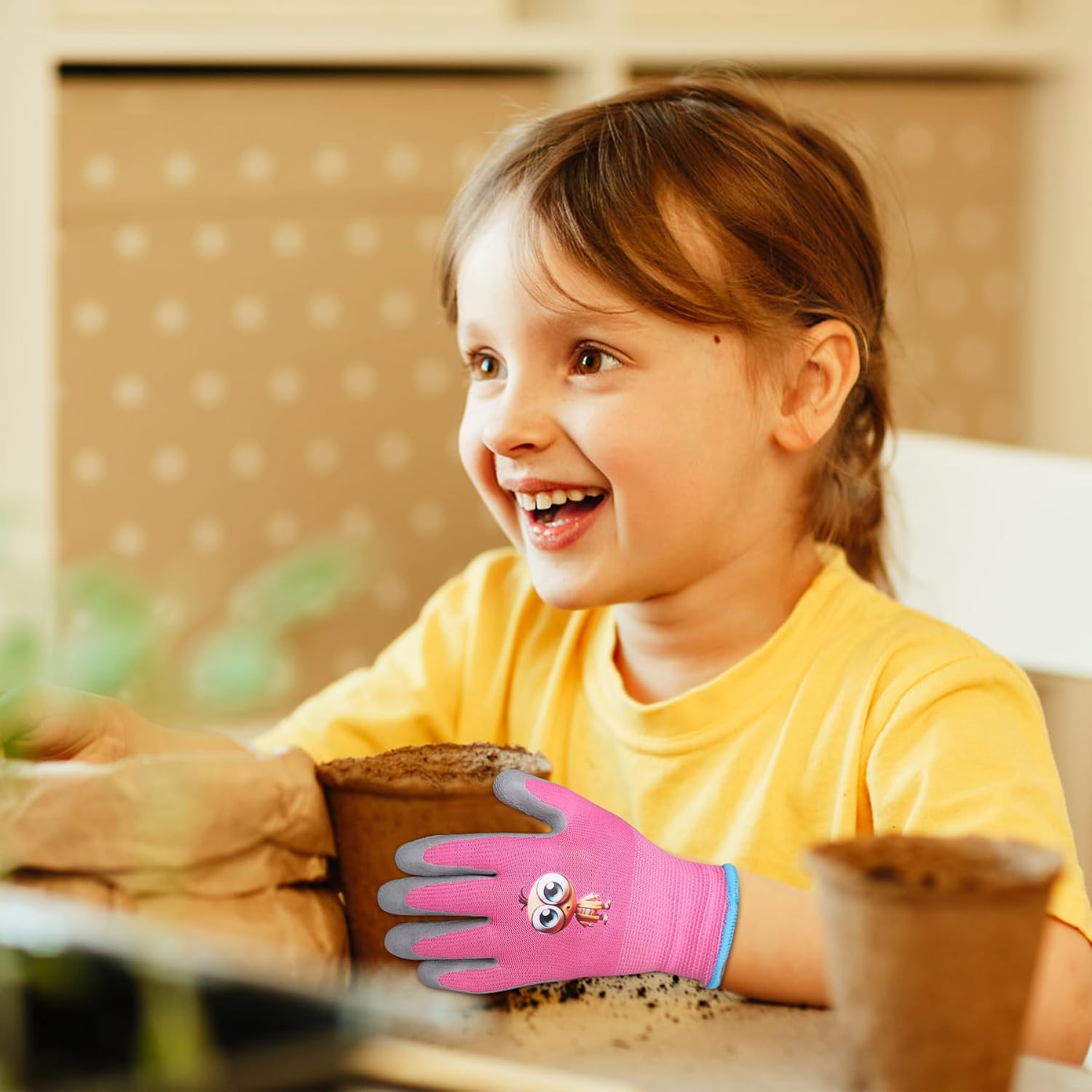 LveSunny Kids Gardening Gloves, 3 Pair Toddler Gardening Gloves, Rubber Coated Work Gloves for Kids, Garden Gloves for Children, Boys And Girls, Fishing, Cycling And Gardening Tools (Ages 3-5)