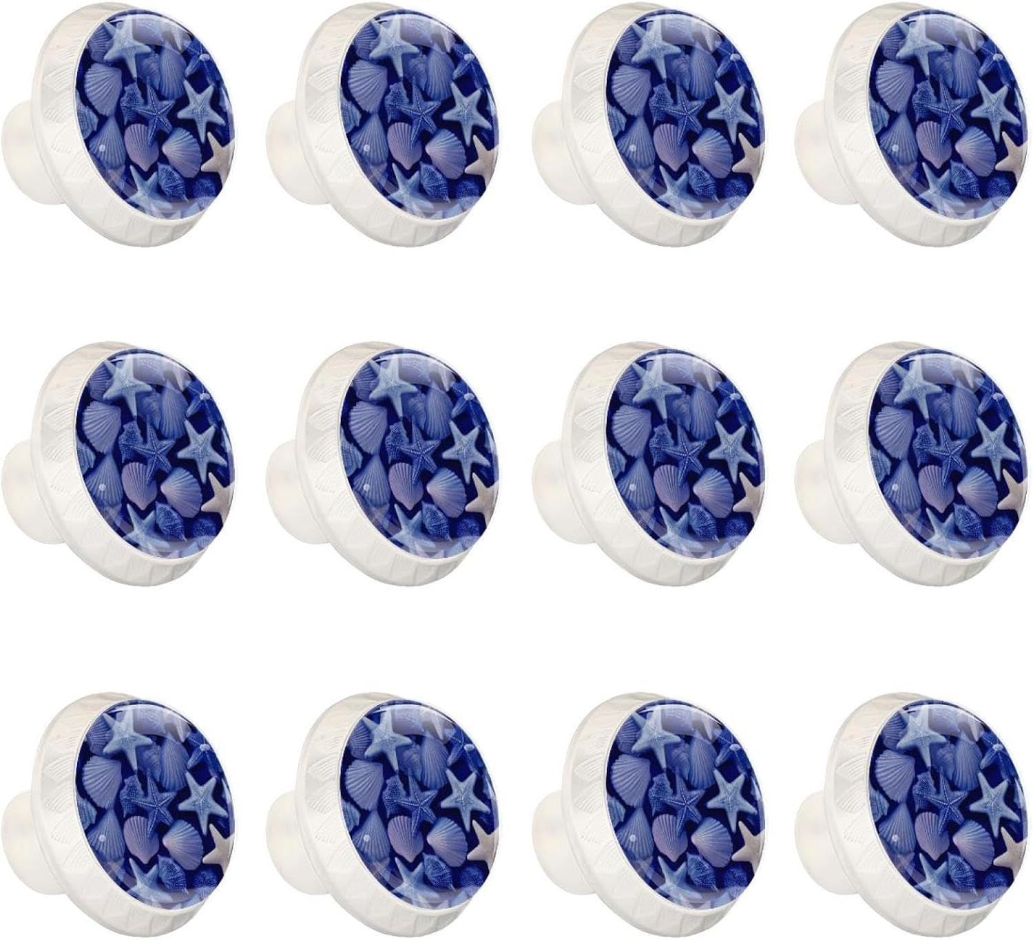 Starfish Shell Conch Background Modern Pattern Drawer Knobs, Stylish Cabinet Hardware Knobs for Furniture, Dresser Cupboard Wardrobe Closet Door Pulls