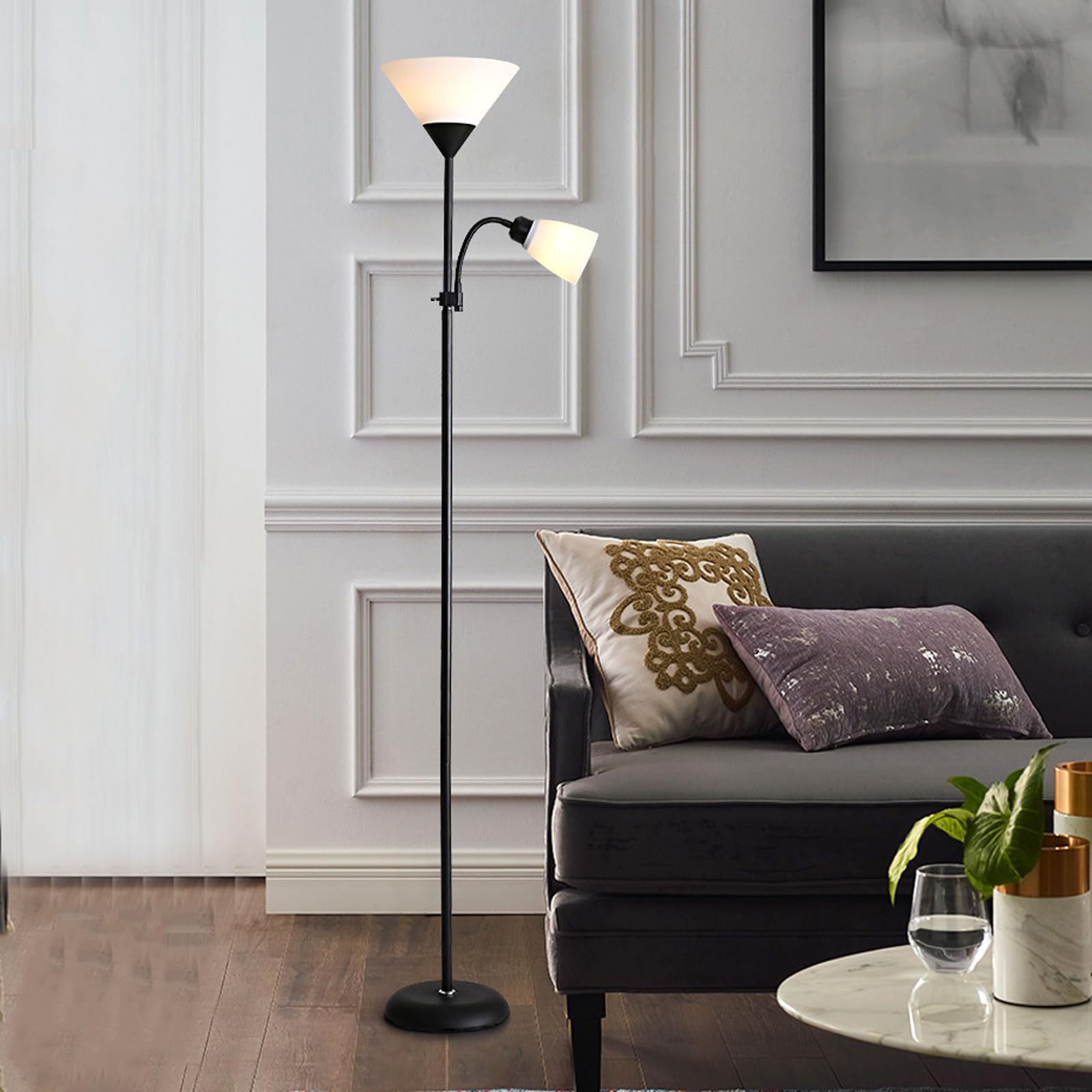 KKXXYQFC Lampada da dimmerabile - Illuminazione Industriale a LED a 3 Colori per Soggiorno, Camera da Letto o Ufficio - Lampada ad Angolo in Acrilico e Supporto Alto