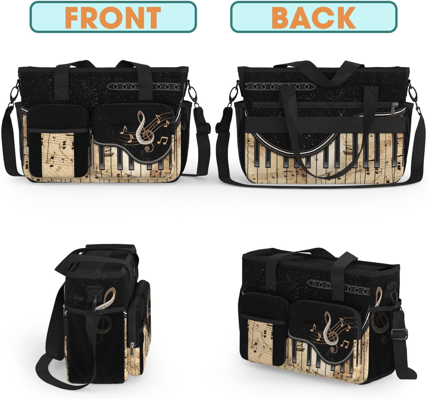 84hoods Waterproof Work Bag. Gift for Piano Players and Music Teachers. Shoulder Bag for Work.
