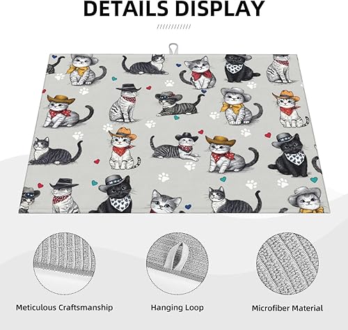 Vista 71 de Tapete de secado de platos de limón de 18 x 24 pulgadas para encimera de cocina, almohadilla absorbente de microfibra para escurrir platos, tapetes